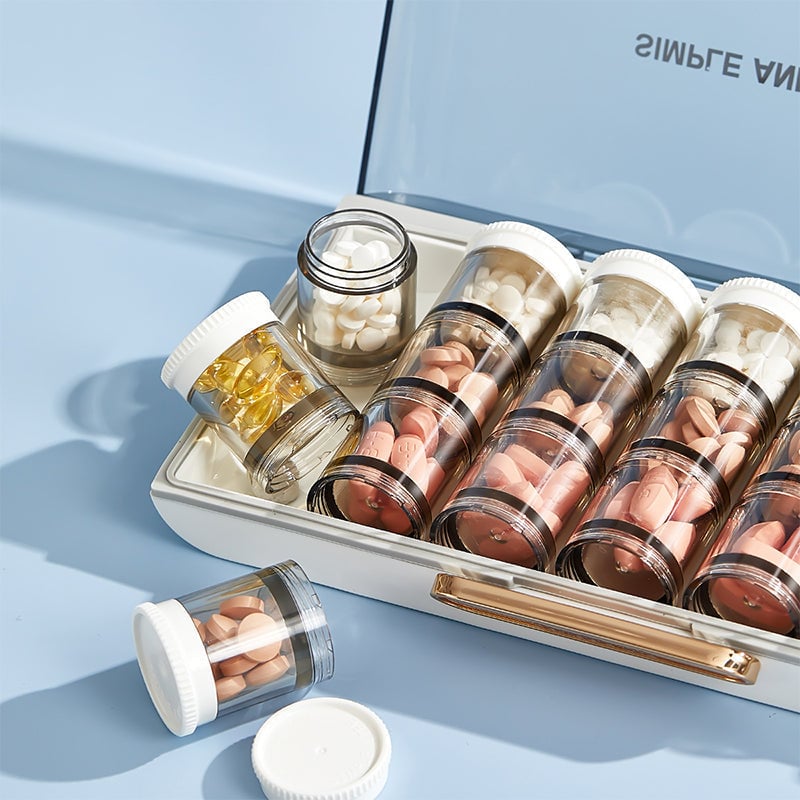 Portable High Capacity Weekly Pill Box