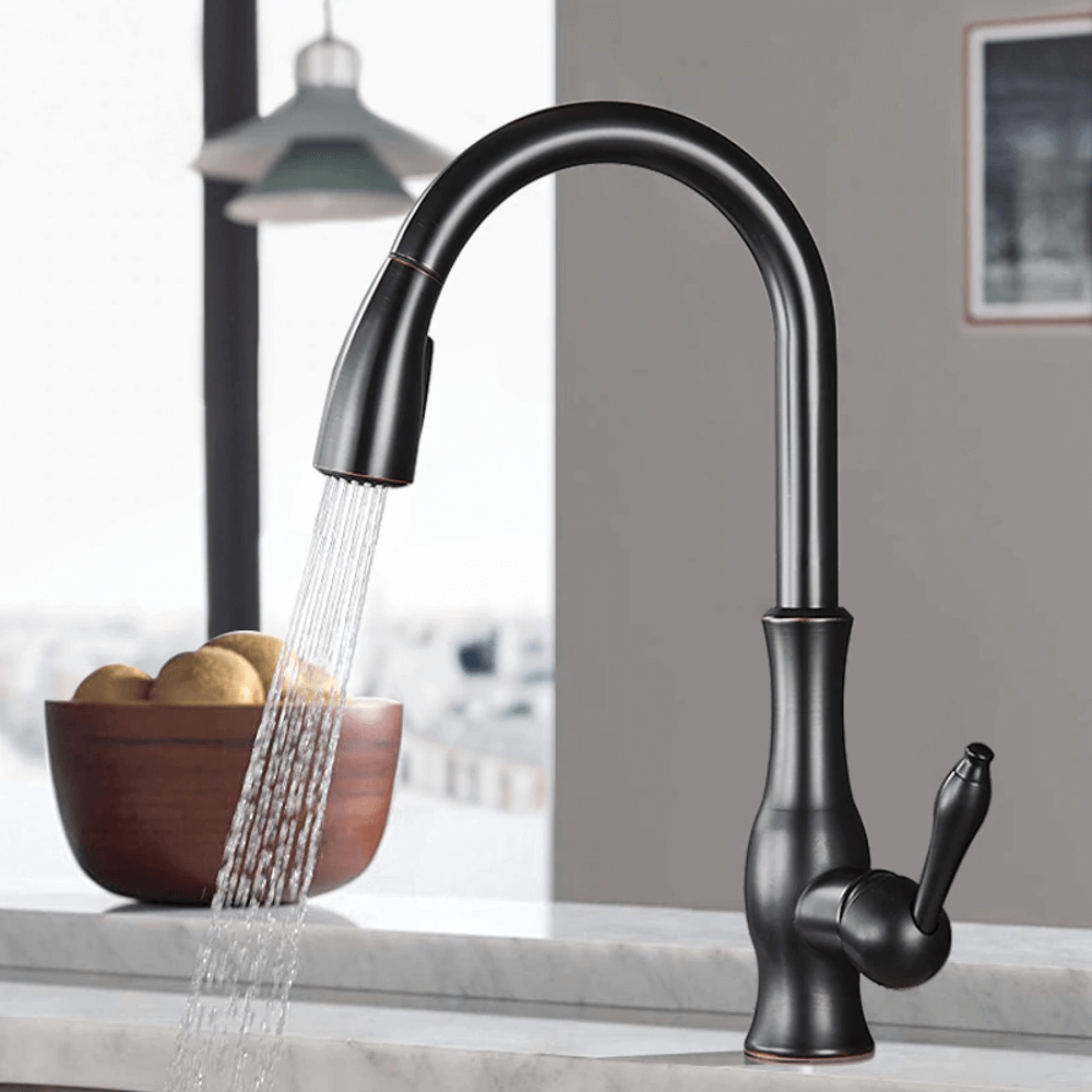 Single-Hole Kitchen Faucet With Pull Out Spout