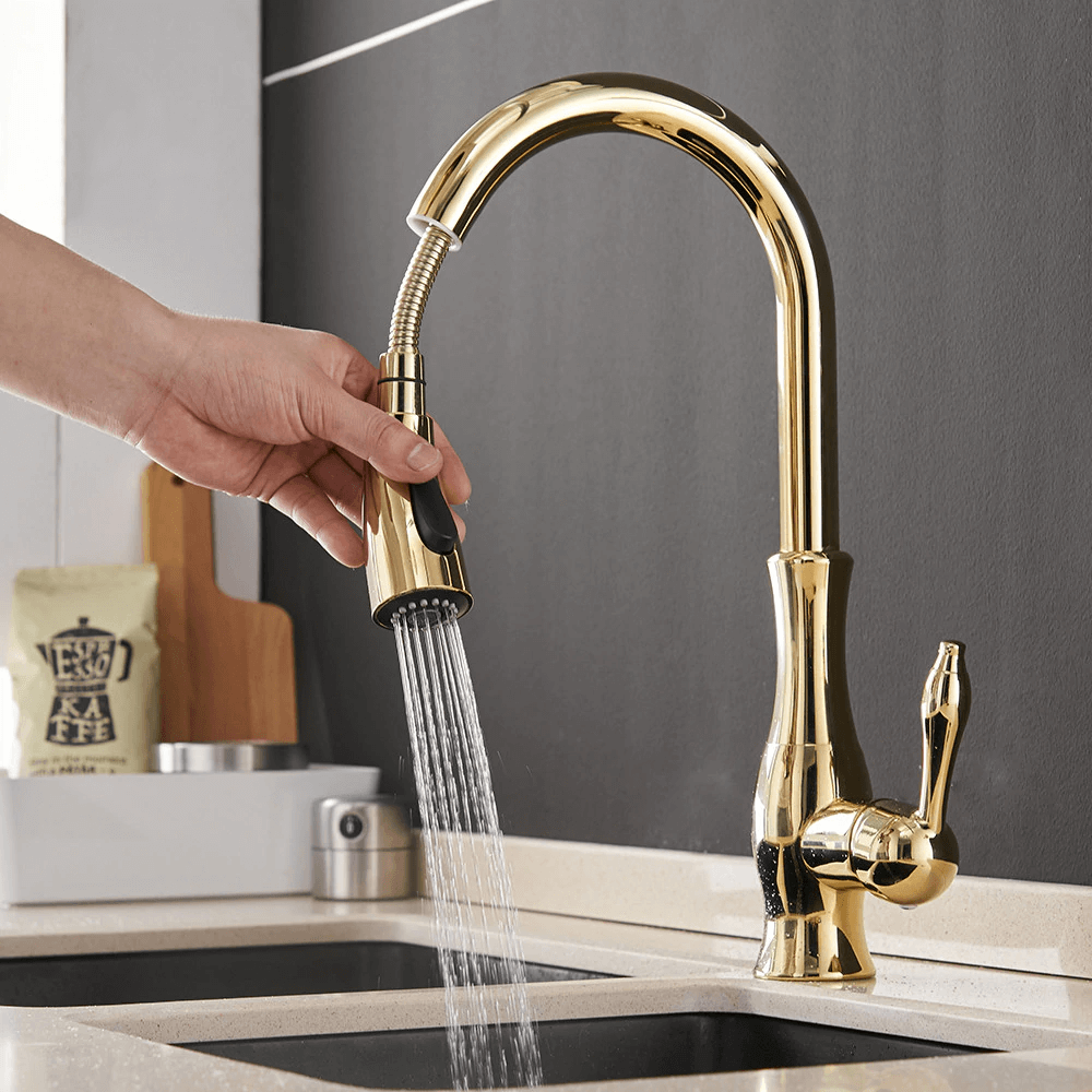 Single-Hole Kitchen Faucet With Pull Out Spout