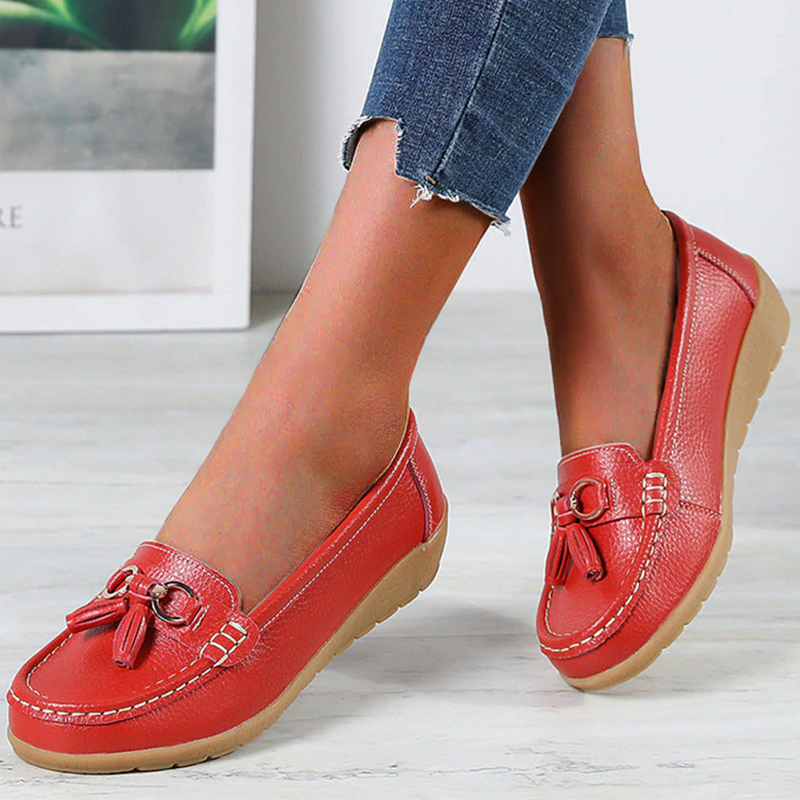 Women Flats Ballet Shoes Cut Out Leather Breathable Moccasins