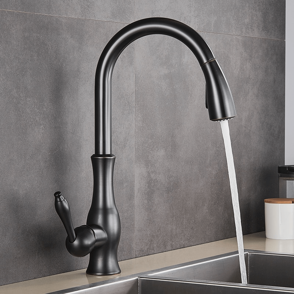 Single-Hole Kitchen Faucet With Pull Out Spout