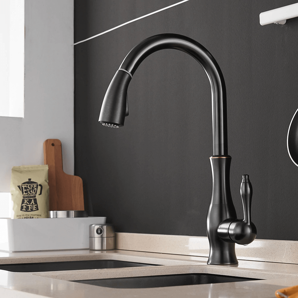 Single-Hole Kitchen Faucet With Pull Out Spout