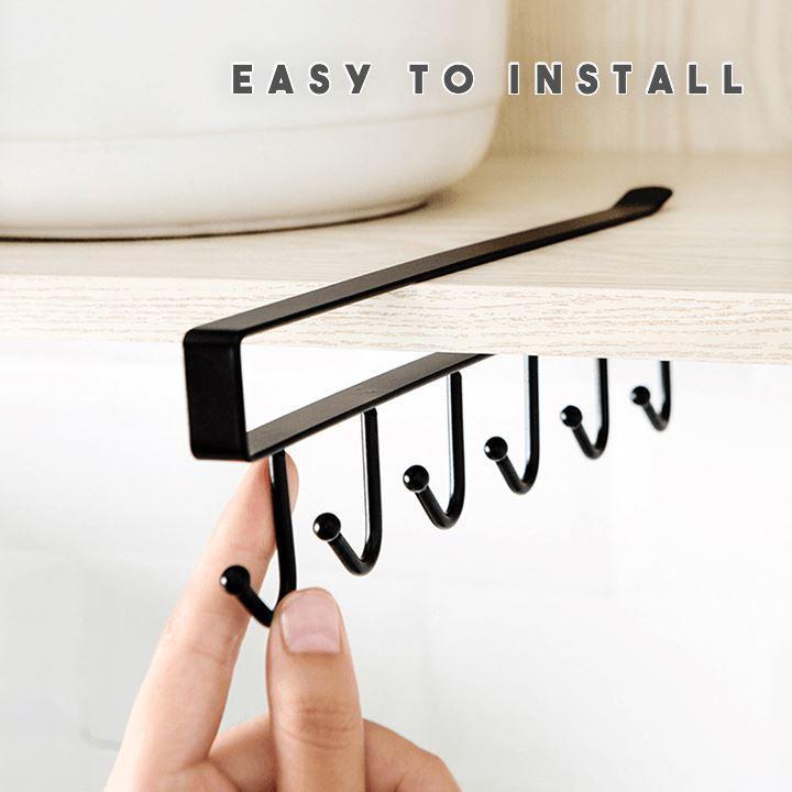 Under-Cabinet Hanger Rack (6 Hooks) - Weloveinnov