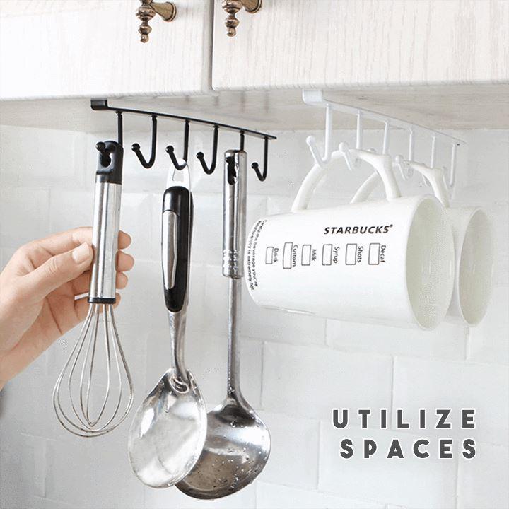 Under-Cabinet Hanger Rack (6 Hooks) - Weloveinnov