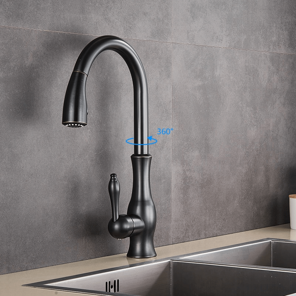 Single-Hole Kitchen Faucet With Pull Out Spout