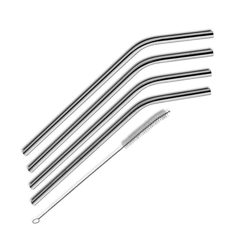 4 high quality reusable stainless steel drinking straws with brush set