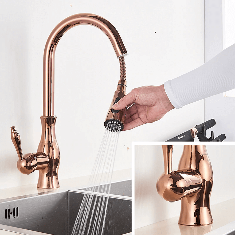 Single-Hole Kitchen Faucet With Pull Out Spout
