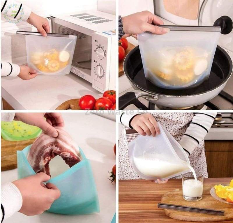 500ml/1000ml/1500ml Silicone Reusable Food Storage Bag