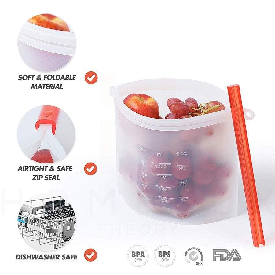 500ml/1000ml/1500ml Silicone Reusable Food Storage Bag