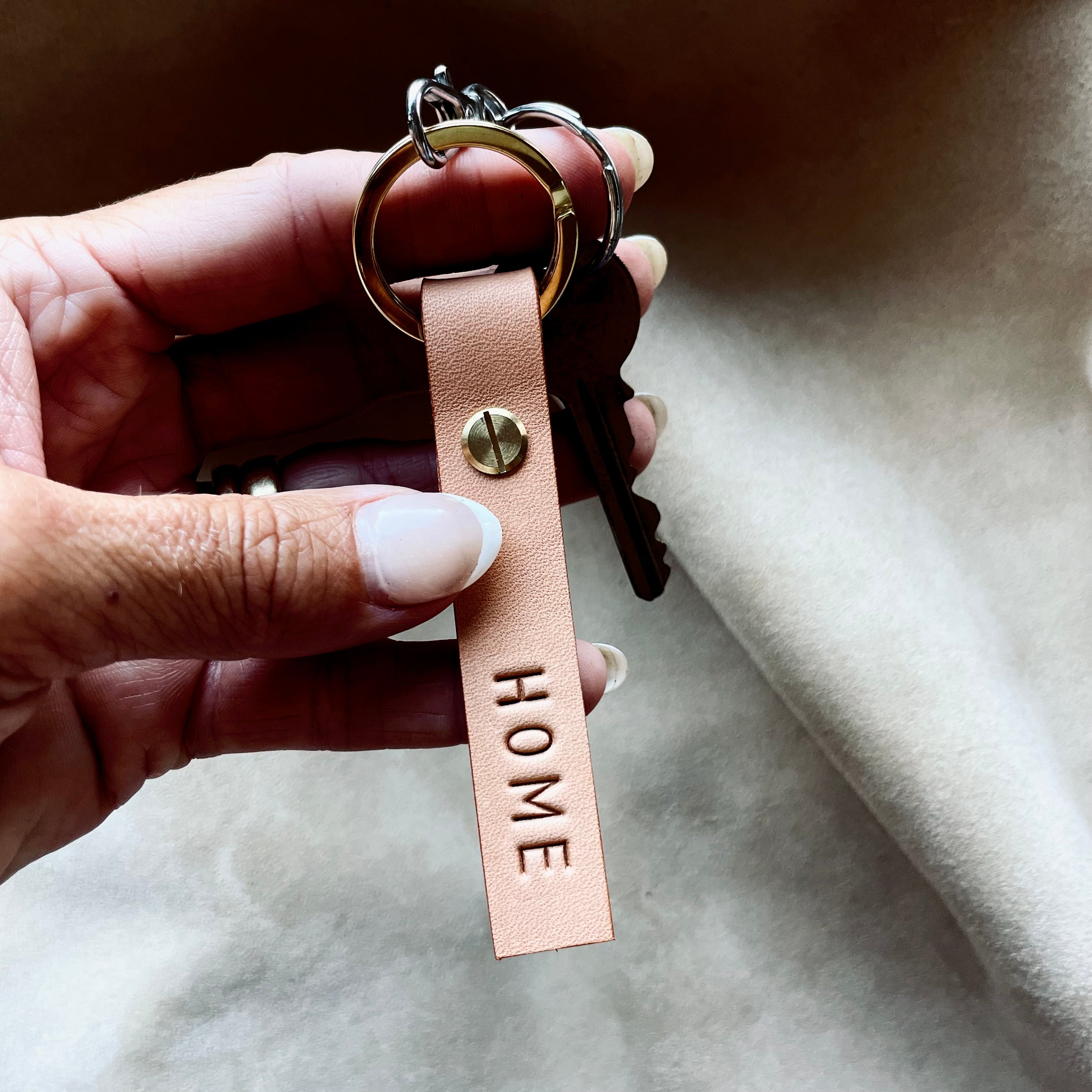 Handcrafted Personal Charm Leather Keyring