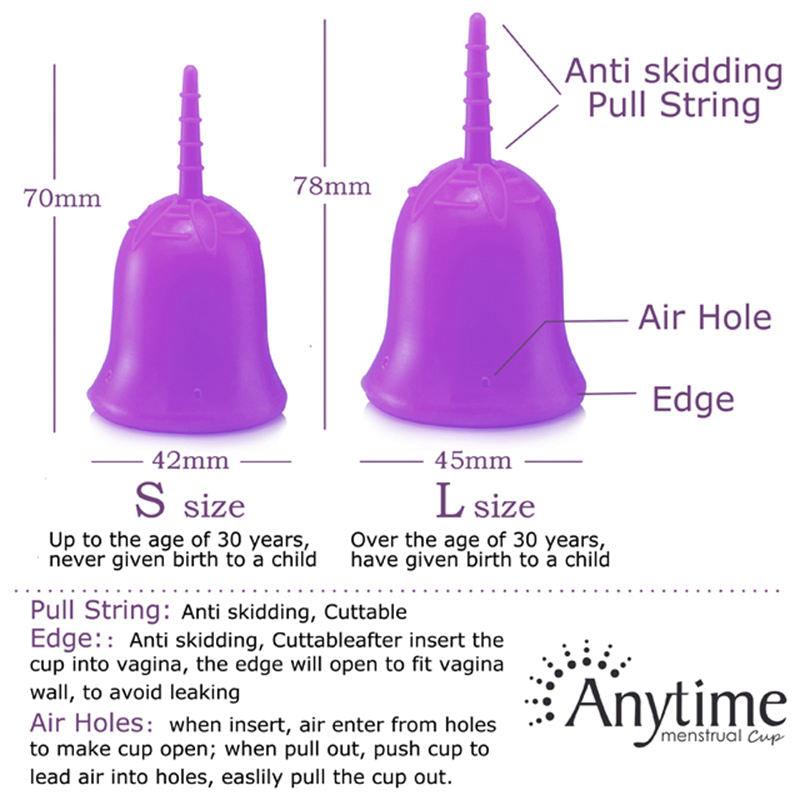 Anytime Reusable Menstrual Hygiene Cup Medical Grade Silicone