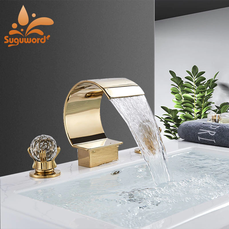 Luxurious Waterfall Basin Faucet Single Handle 3-Hole European Faucet