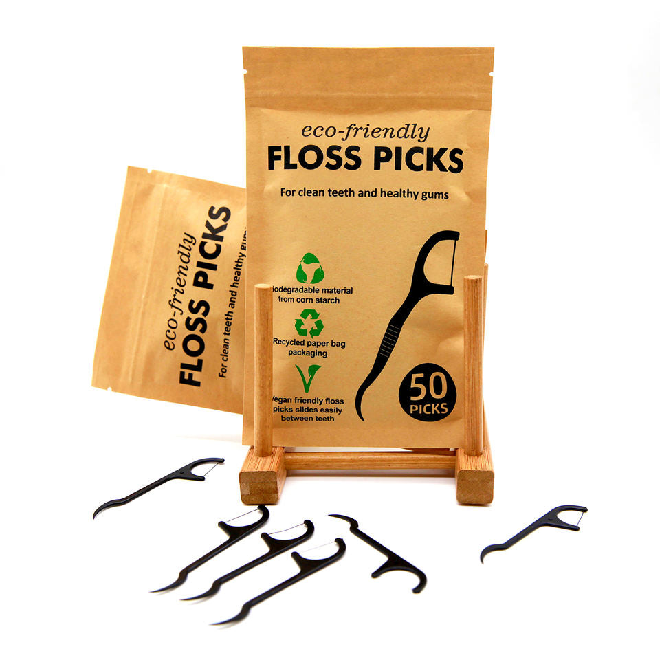 Eco-Friendly Disposable Biodegradable Dental Floss Toothpicks - 50pk