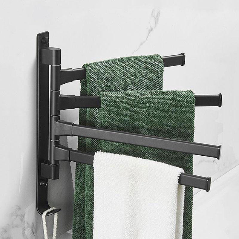 Towel Holder Matte Black Bathroom Swivel Towel Bar Space Saving Swinging Rack