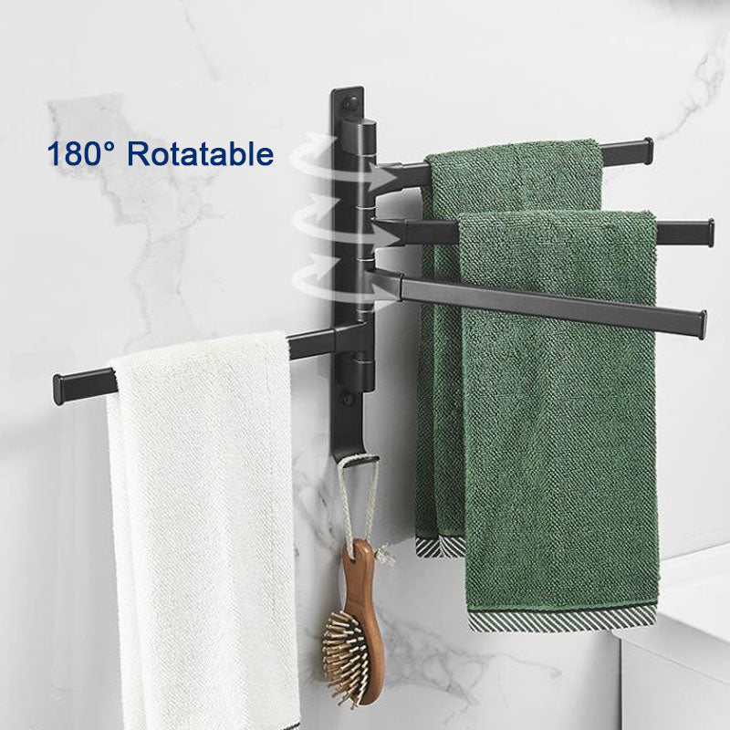 Towel Holder Matte Black Bathroom Swivel Towel Bar Space Saving Swinging Rack