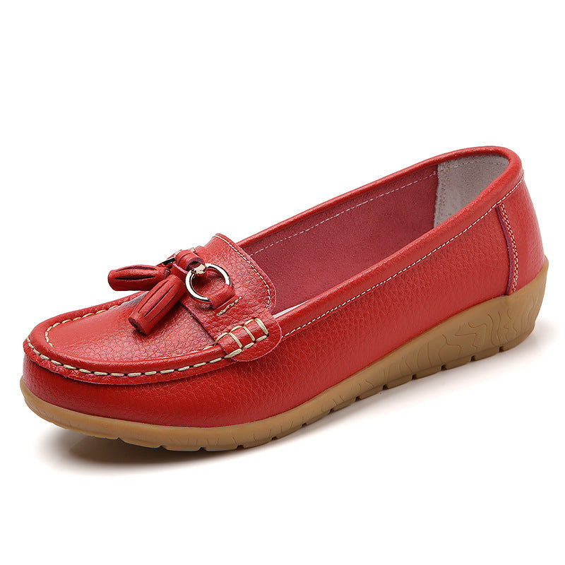 Women Flats Ballet Shoes Cut Out Leather Breathable Moccasins