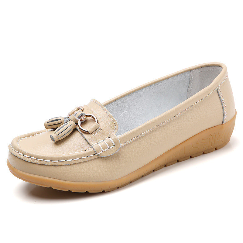 Women Flats Ballet Shoes Cut Out Leather Breathable Moccasins