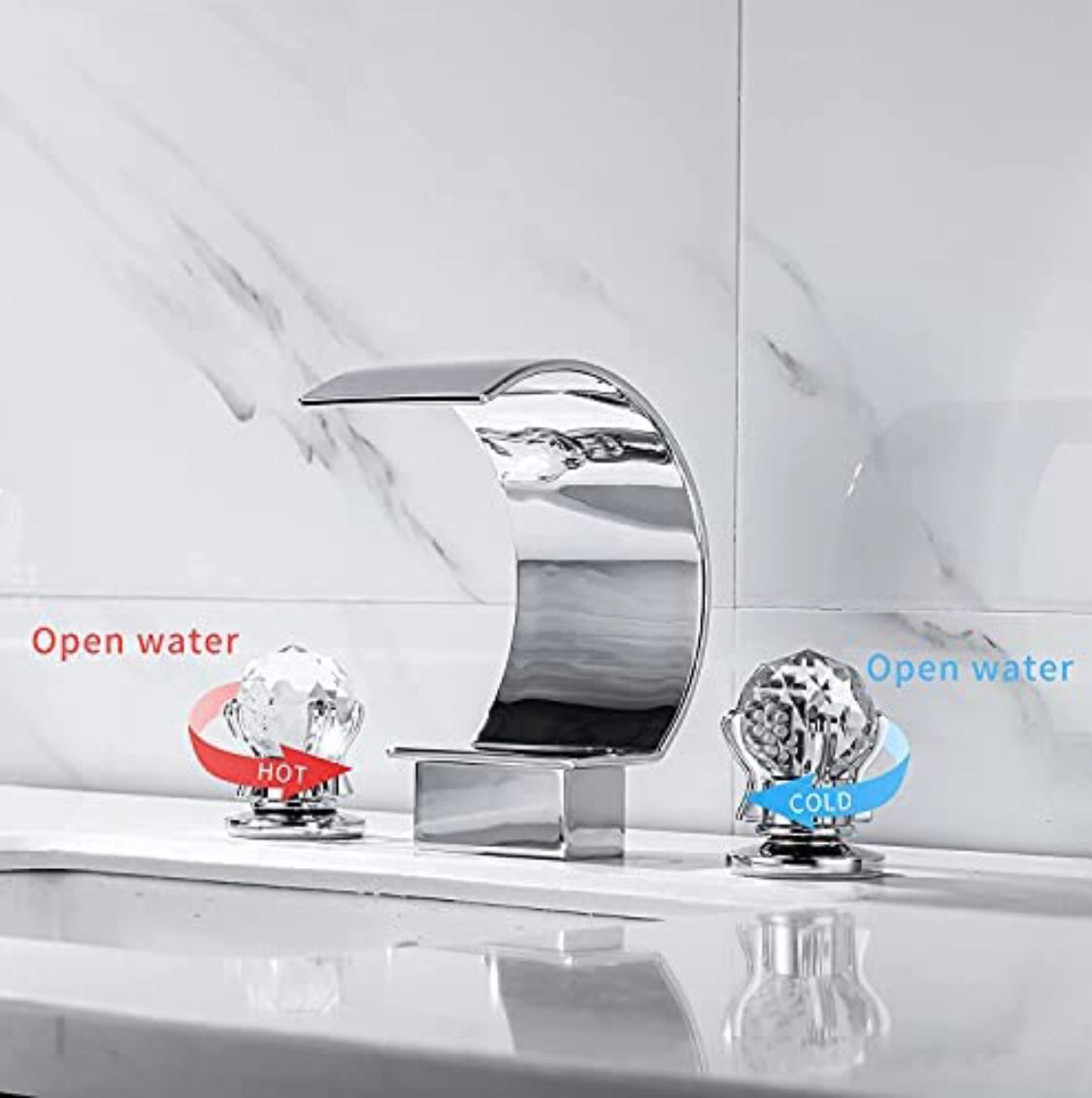 Luxurious Waterfall Basin Faucet Single Handle 3-Hole European Faucet