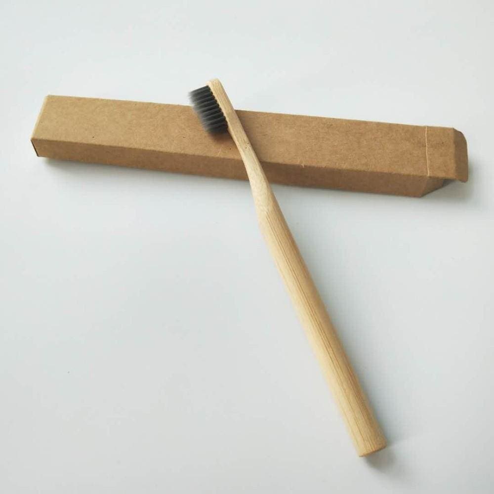 Bamboo toothbrush with infused soft bamboo charcoal bristles