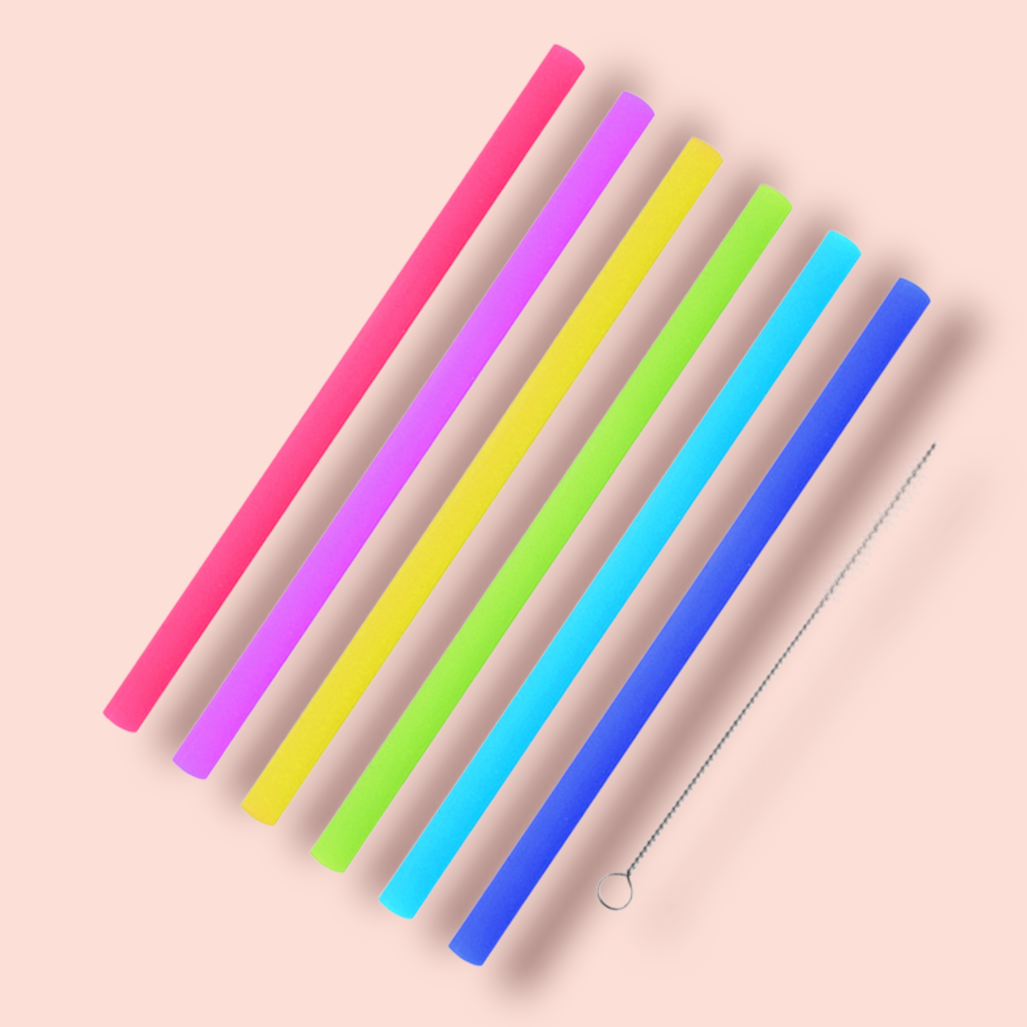 Reusable Silicone Drinking Straws with Cleaning Brush BPA Free