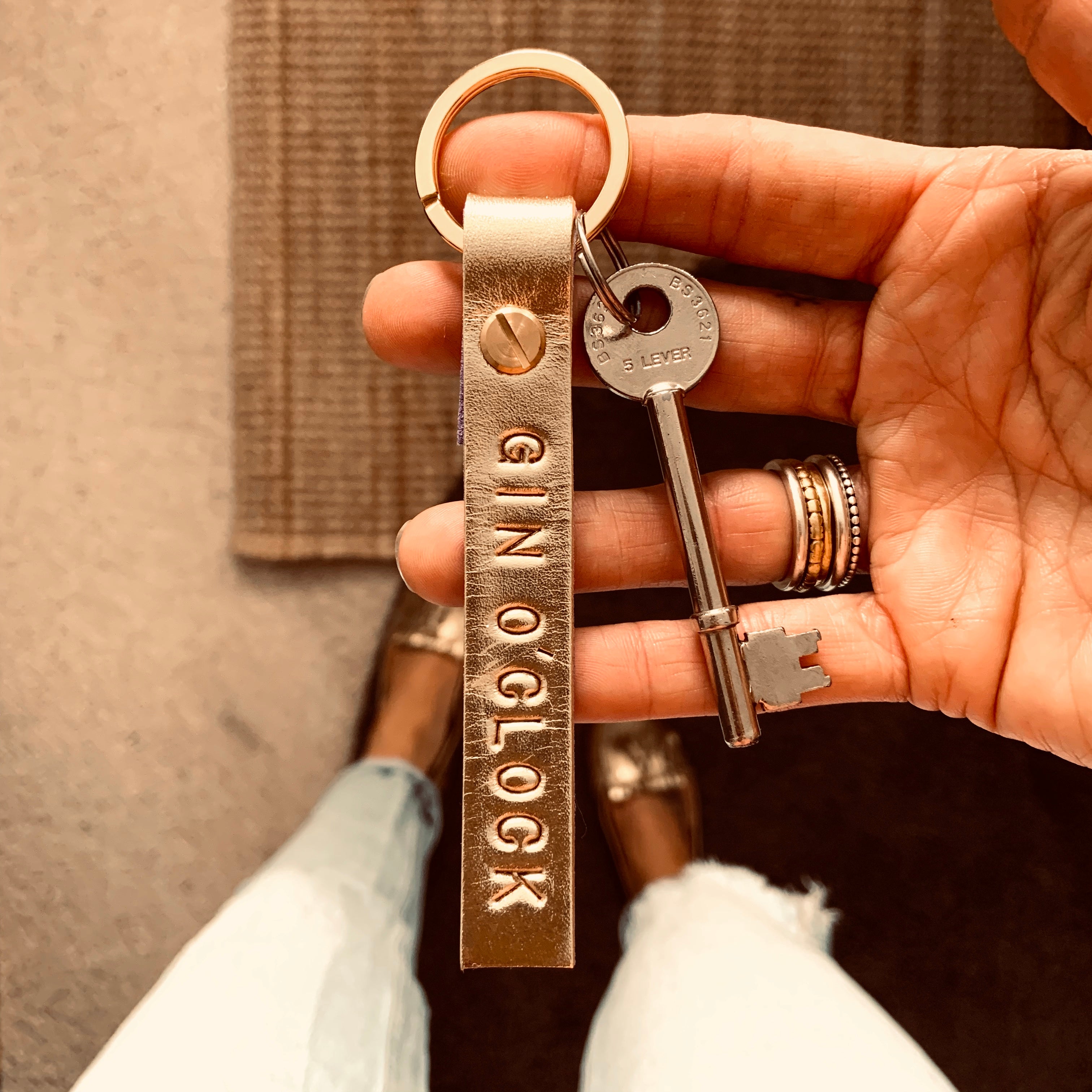 Handcrafted Personal Charm Leather Keyring