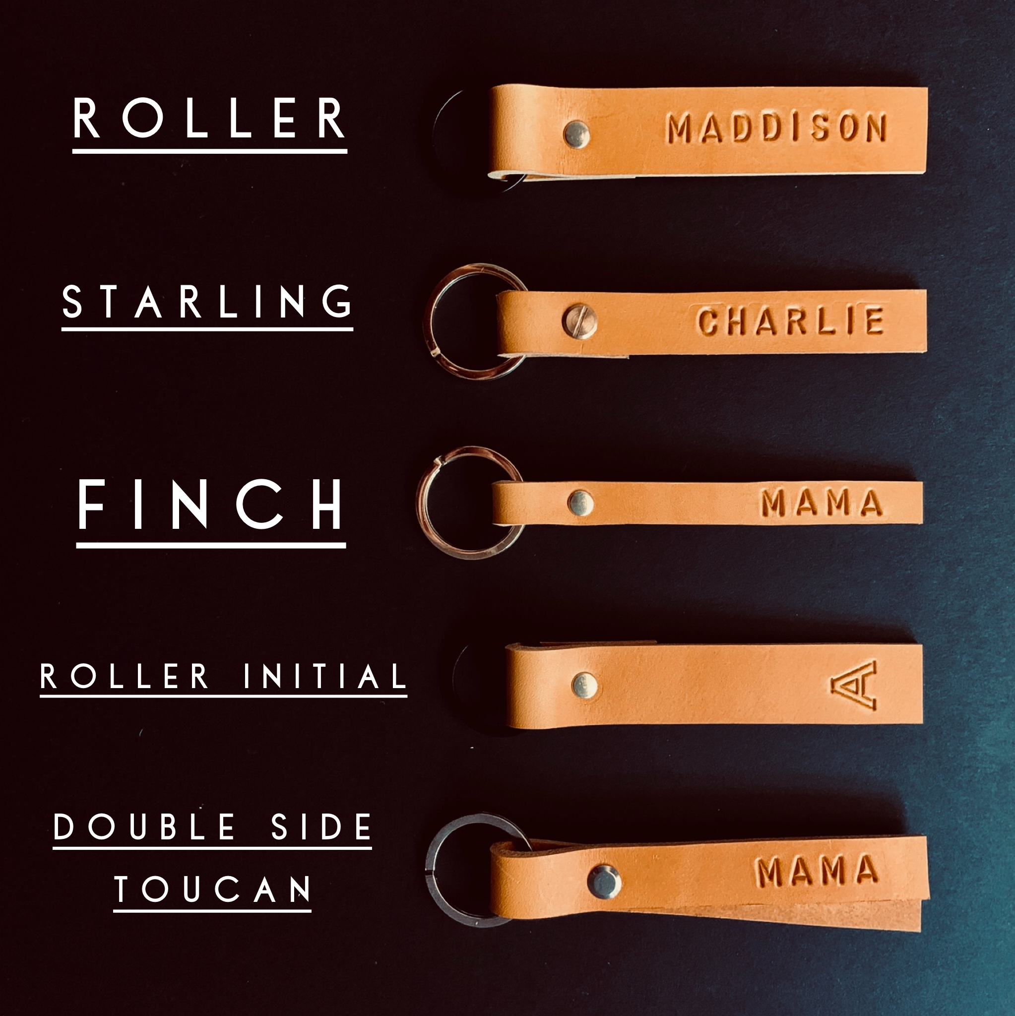 ROLLER Personalised leather keyrings