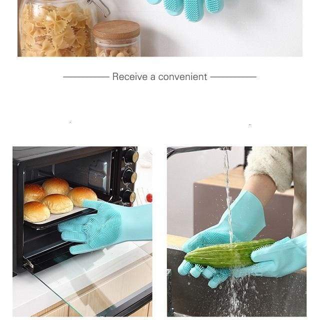 Magic Silicone Washing Cleaning Scrubbing Brush Gloves (1 Pair)