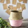 Bamboo Storage Baskets Foldable Laundry Seagrass Belly Garden Flower Pot Planter