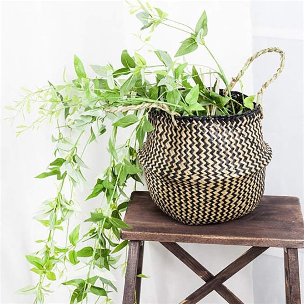 Boho Natural Seagrass Belly Baskets For Storage / Plants