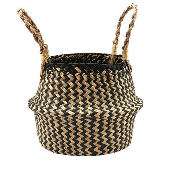 Boho Natural Seagrass Belly Baskets For Storage / Plants