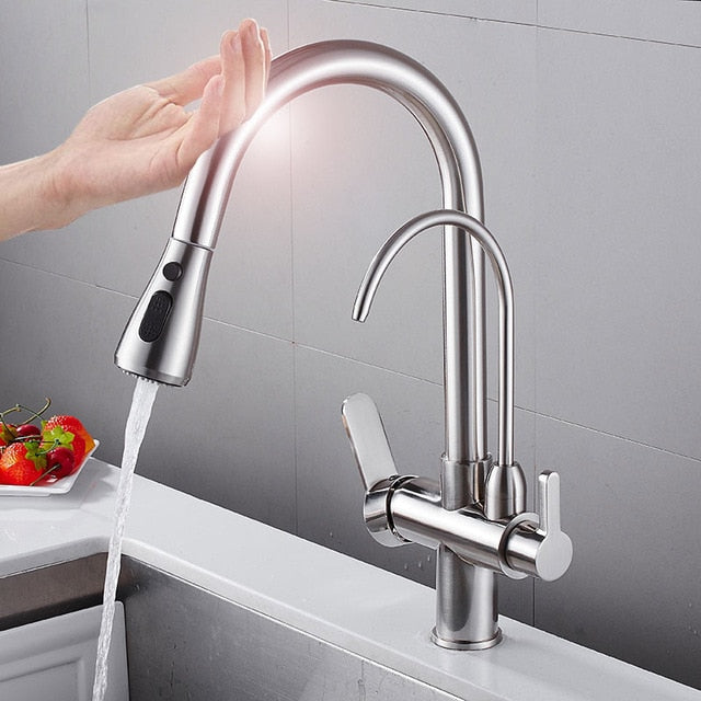 Pull Out Kitchen Faucets With Water Filter with Touch Sensor