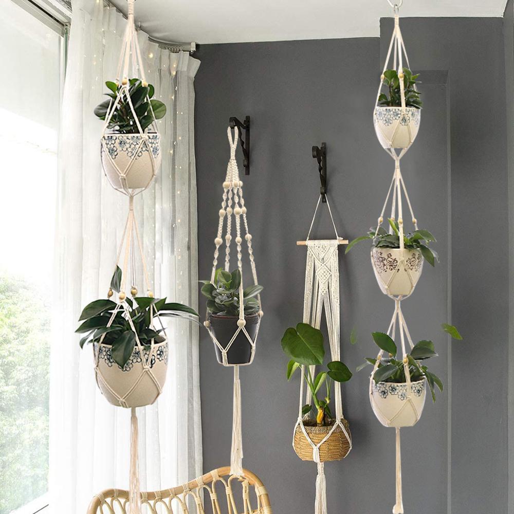 Cintre pour plantes en macramé fait à la main pour la décoration murale de la maison