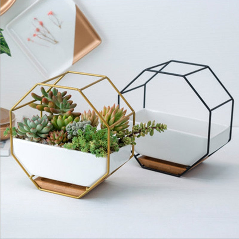 Geometric Wall Hanging Ceramic Pot