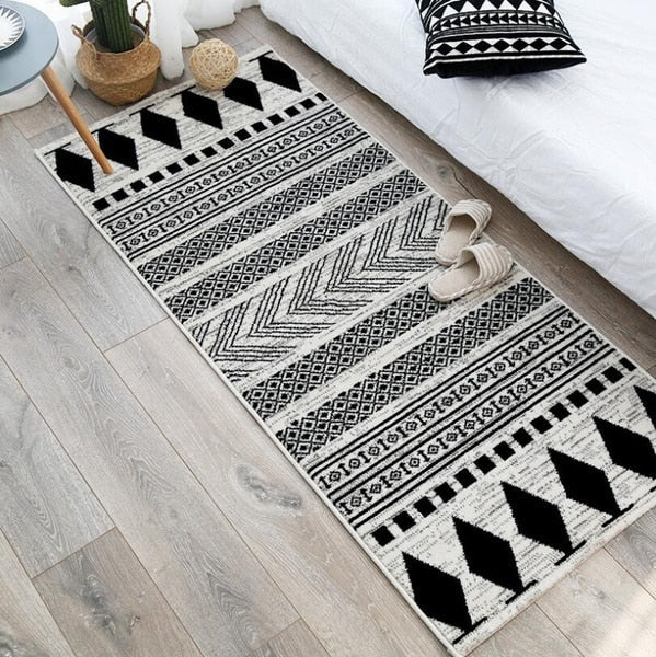 Moroccan Black and White Rug For Floor Nordic Living Room