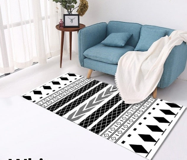 Moroccan Black and White Rug For Floor Nordic Living Room