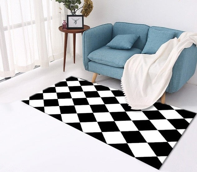 Moroccan Black and White Rug For Floor Nordic Living Room