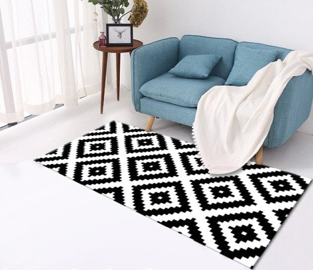 Moroccan Black and White Rug For Floor Nordic Living Room