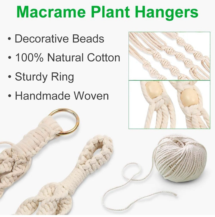 Cintre pour plantes en macramé fait à la main pour la décoration murale de la maison