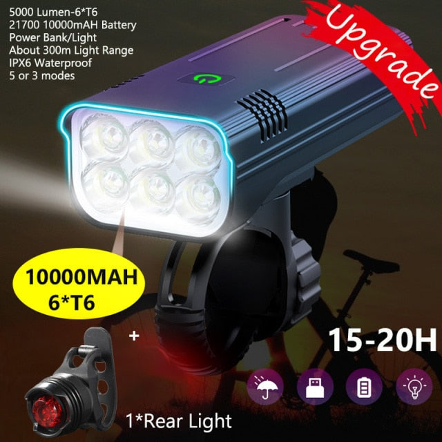 10000mAh Rechargeable Bike Light Back Rear Bicycle Lights
