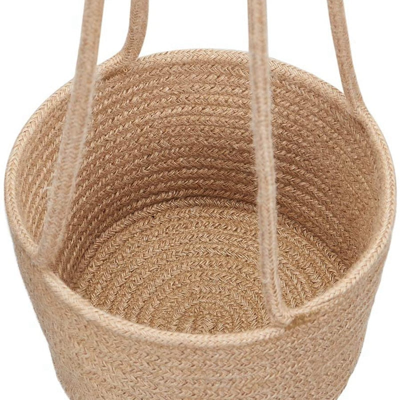 Handwoven Hanging Planter Basket with Jute Cotton Cord