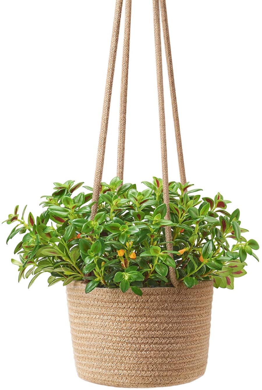 Handwoven Hanging Planter Basket with Jute Cotton Cord