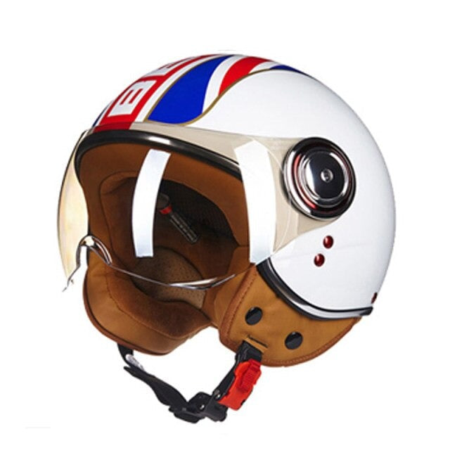 Vintage Scooter Helmet 3/4 Open Face Cruiser Motorcycle Bike