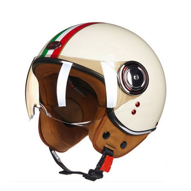 Vintage Scooter Helmet 3/4 Open Face Cruiser Motorcycle Bike