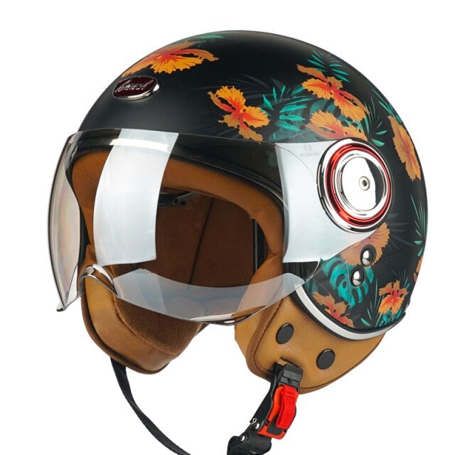 Vintage Scooter Helmet 3/4 Open Face Cruiser Motorcycle Bike
