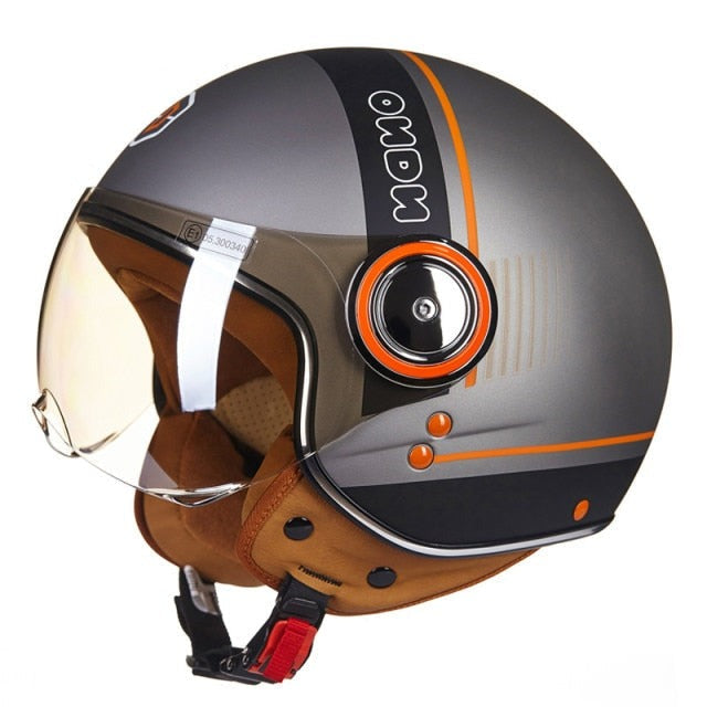 Vintage Scooter Helmet 3/4 Open Face Cruiser Motorcycle Bike