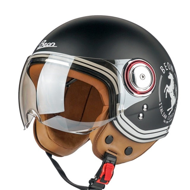 Vintage Scooter Helmet 3/4 Open Face Cruiser Motorcycle Bike