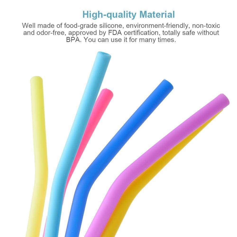 Reusable Silicone Drinking Straws with Cleaning Brush BPA Free