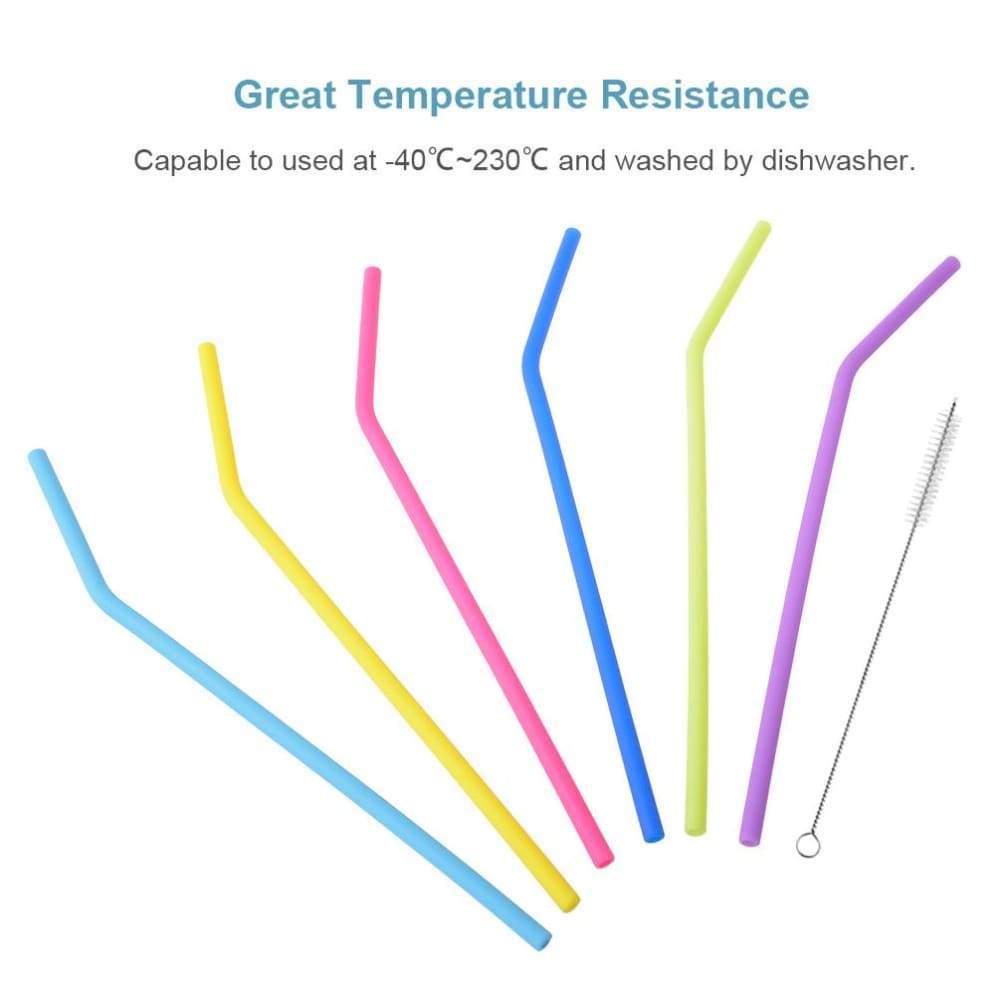 Reusable Silicone Drinking Straws with Cleaning Brush BPA Free