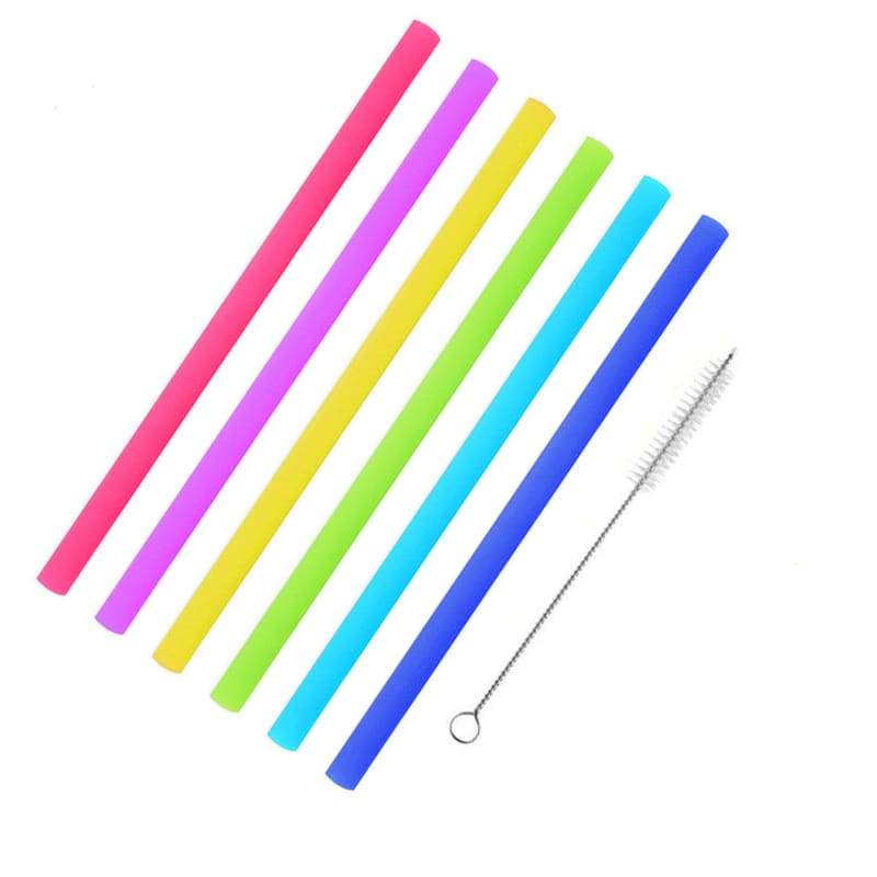 Reusable Silicone Drinking Straws with Cleaning Brush BPA Free