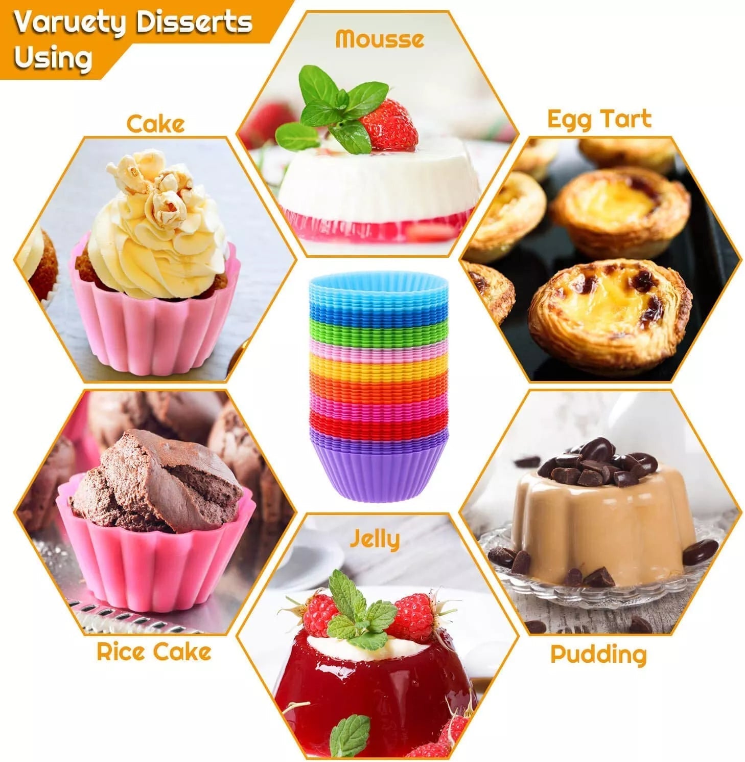 4 Pieces Silicone cupcake moulds - Non-stick and BPA Free